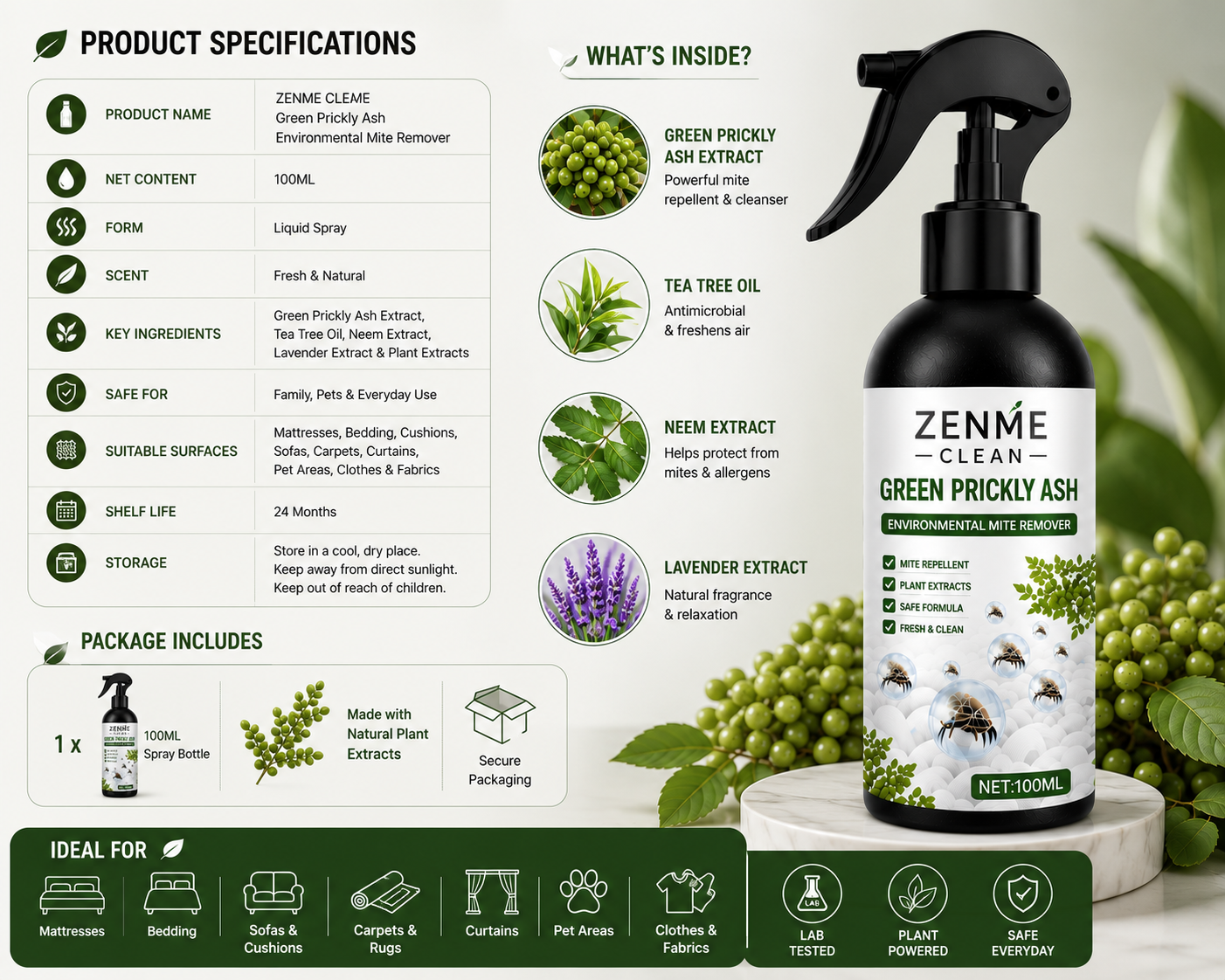 Powerful Mite Remover Spray - Zenme Clean
