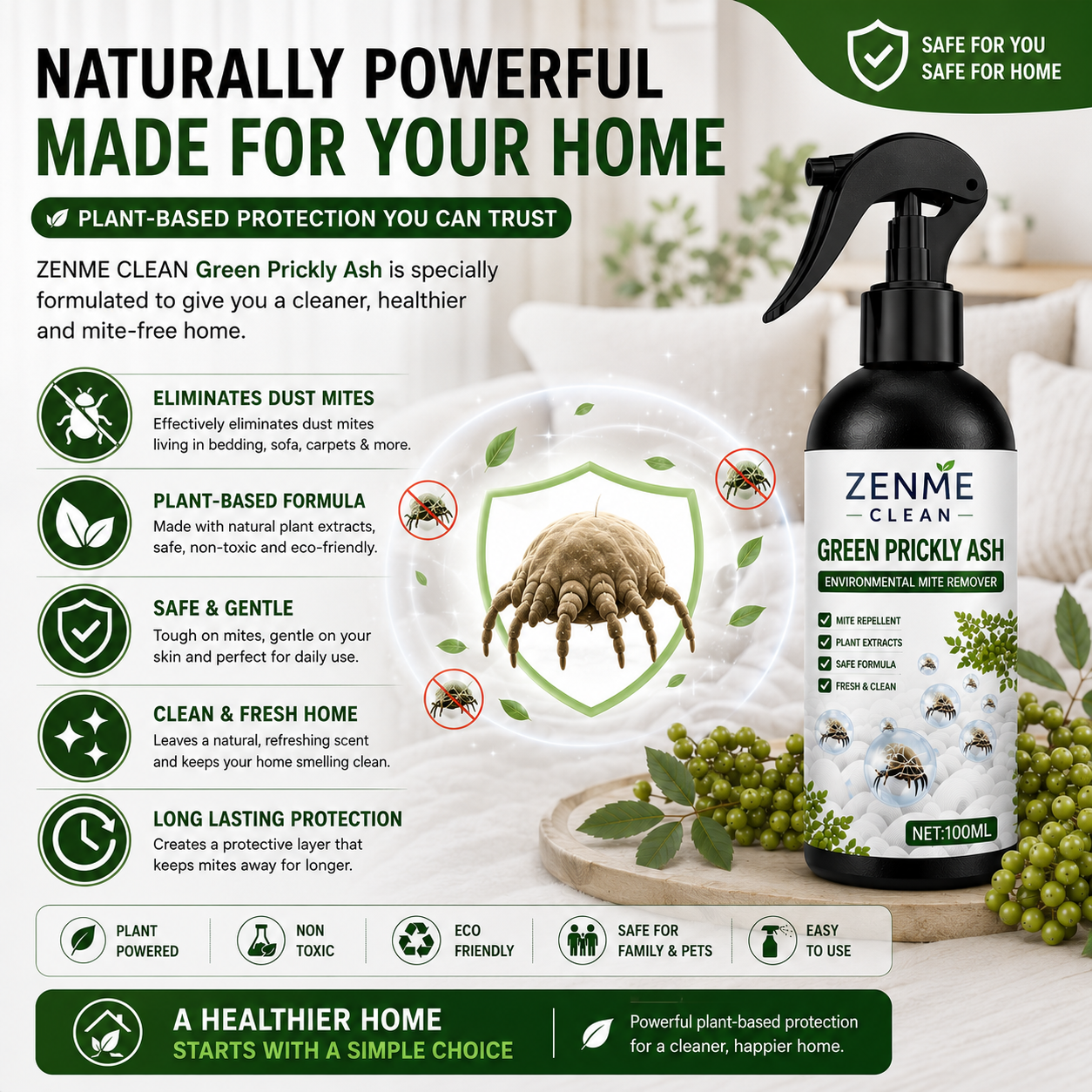 Powerful Mite Remover Spray - Zenme Clean
