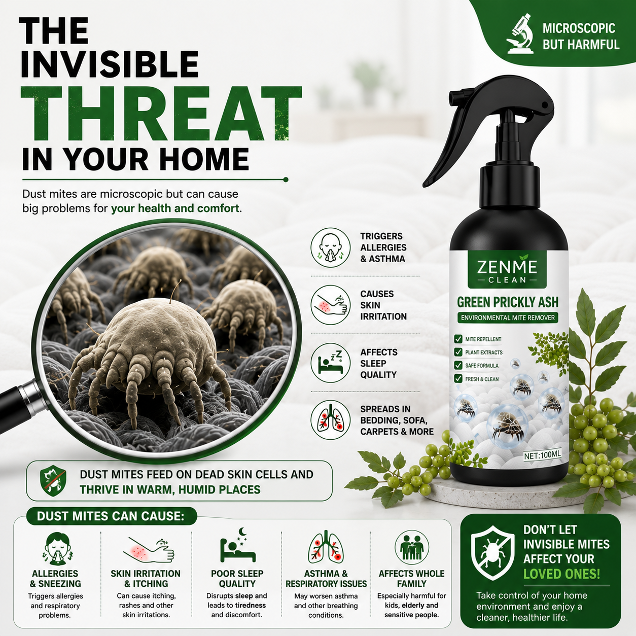 Powerful Mite Remover Spray - Zenme Clean