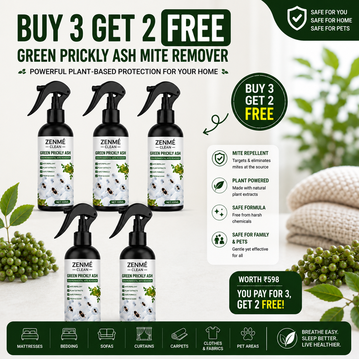 Powerful Mite Remover Spray - Zenme Clean